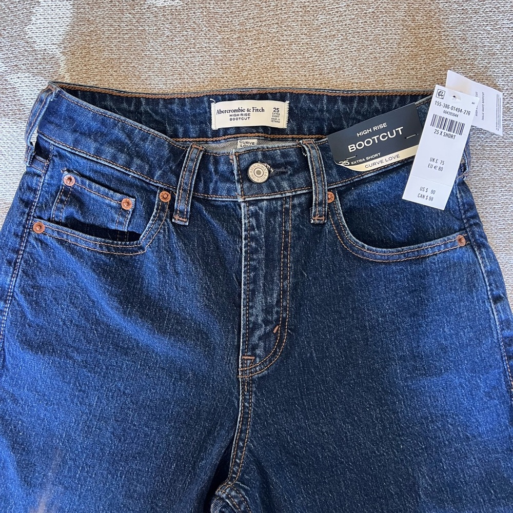 Abercrombie & Fitch Women's Dark Blue Bootcut Jeans - Curve Love - size 25